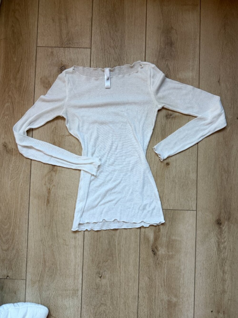 Skims Sheer Cotton Long Sleeve Boat Neck Top